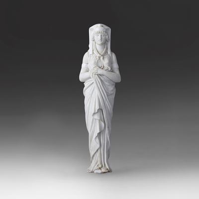 Figura in porcellana biscuit, 'Ritorno d'Egitto', Napoli o Roma, primi del XIX secolo