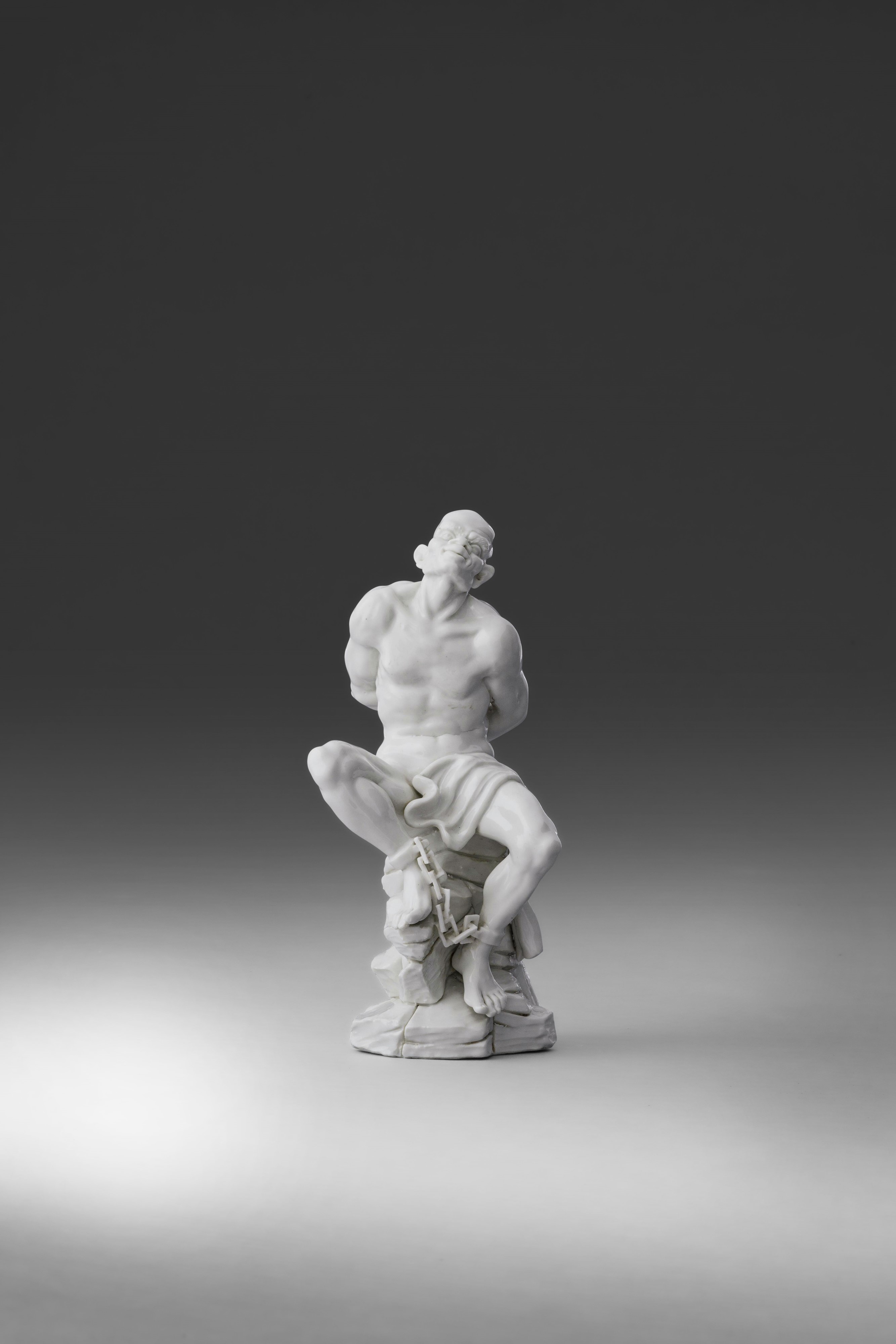 Manifattura Ginori (attribuito), Figura di schiavo Moro in porcellana, 1750-1755 circa