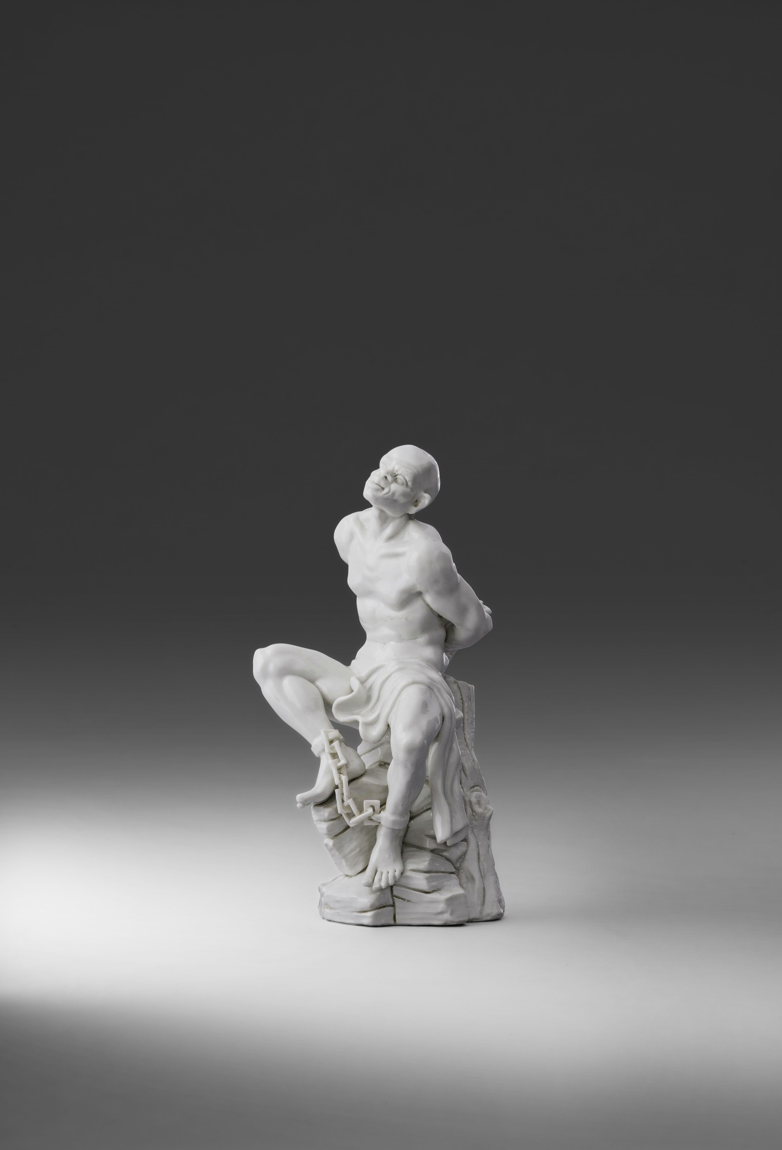 Manifattura Ginori (attribuito), Figura di schiavo Moro in porcellana, 1750-1755 circa
