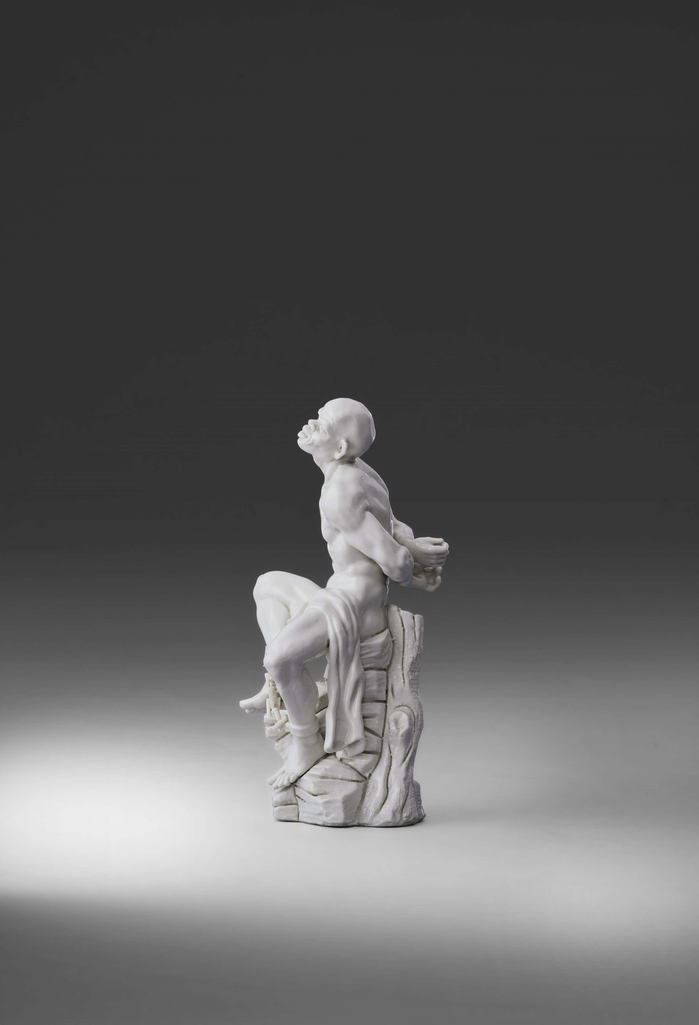 Manifattura Ginori (attribuito), Figura di schiavo Moro in porcellana, 1750-1755 circa
