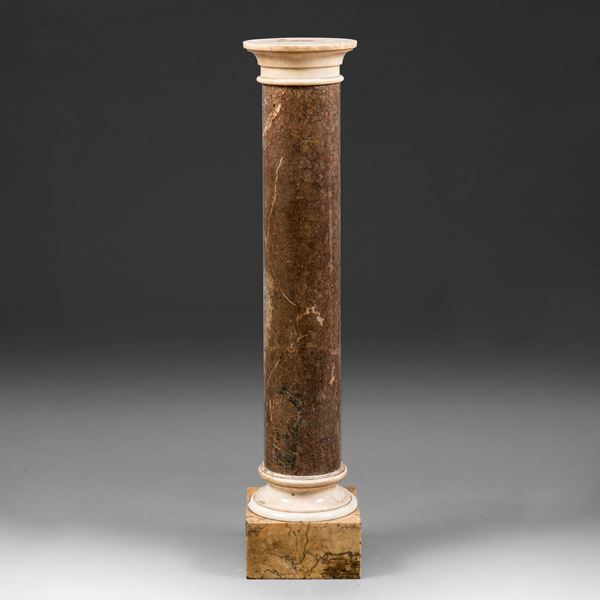 Red and white marble pedestal column, 18/1900s