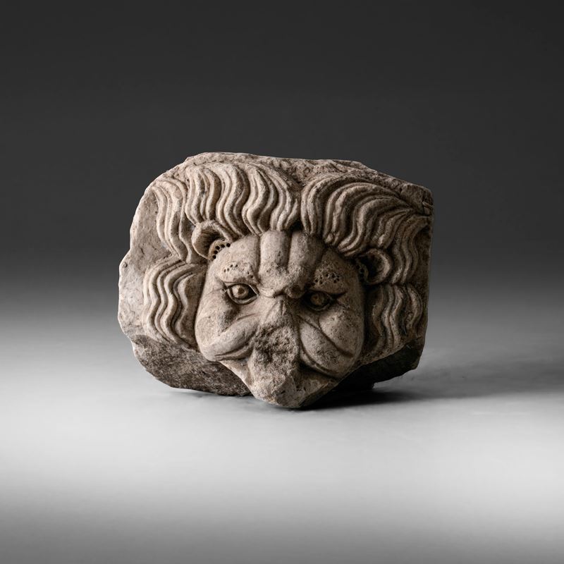 Marble mascaron with lion head, Adriatic, 15/1600s  - Auction Professor Ferdinando Cappelletti's Fine Art Collection - Cambi Casa d'Aste