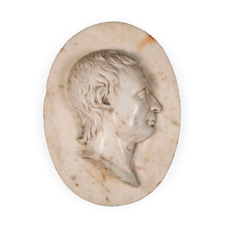Male profile. White marble, Neoclassical Italian art, 17/1800s  - Auction Professor Ferdinando Cappelletti's Fine Art Collection - Cambi Casa d'Aste