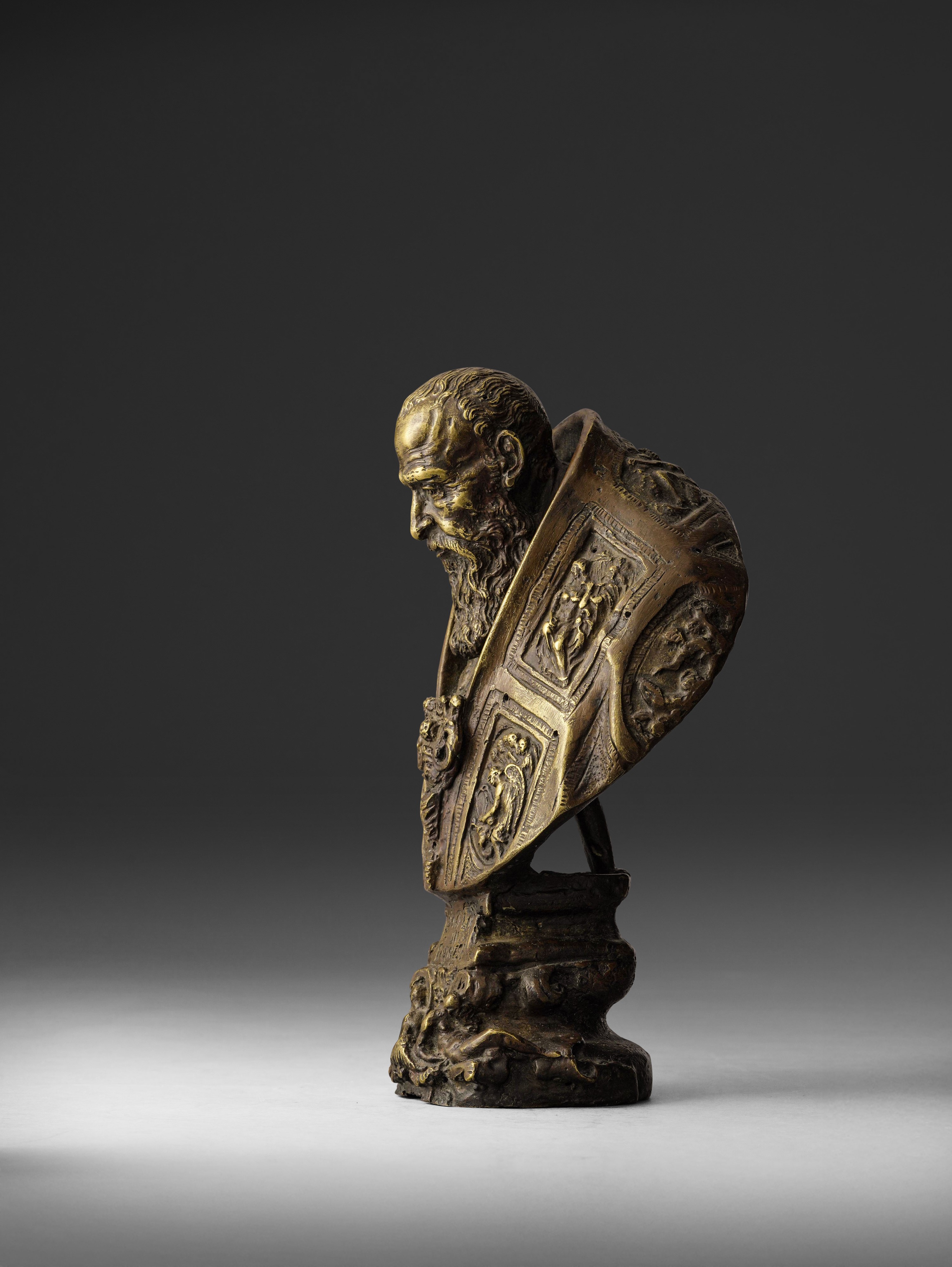 Fonditore del XVIII secolo, Busto di Papa Paolo III (Alessandro Farnese 1468-1549), bronzo fuso e...