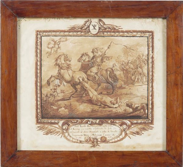 (XVIII-XIX secolo) Sant’Ippolito Romano trascinato a coda di cavallo