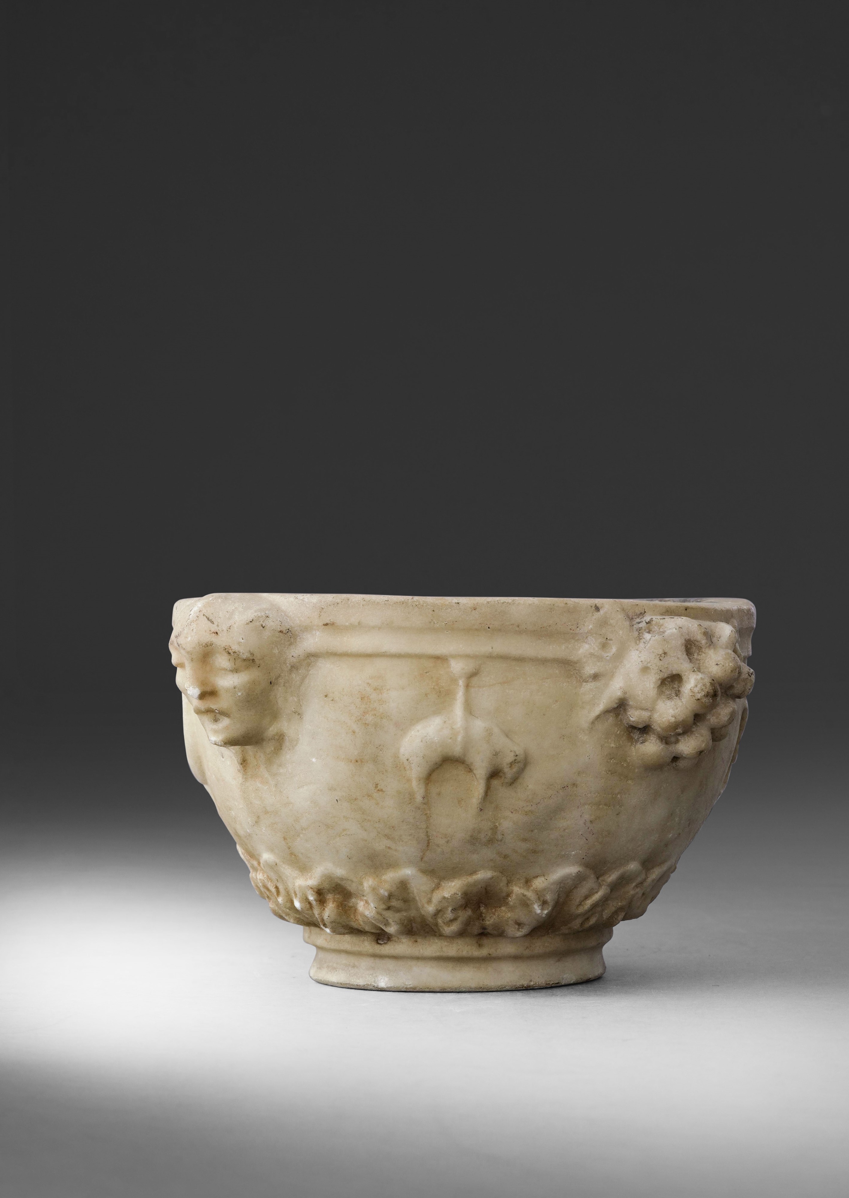 Mortaio neoclassico, Marmo bianco, Italia, XVIII-XIX secolo