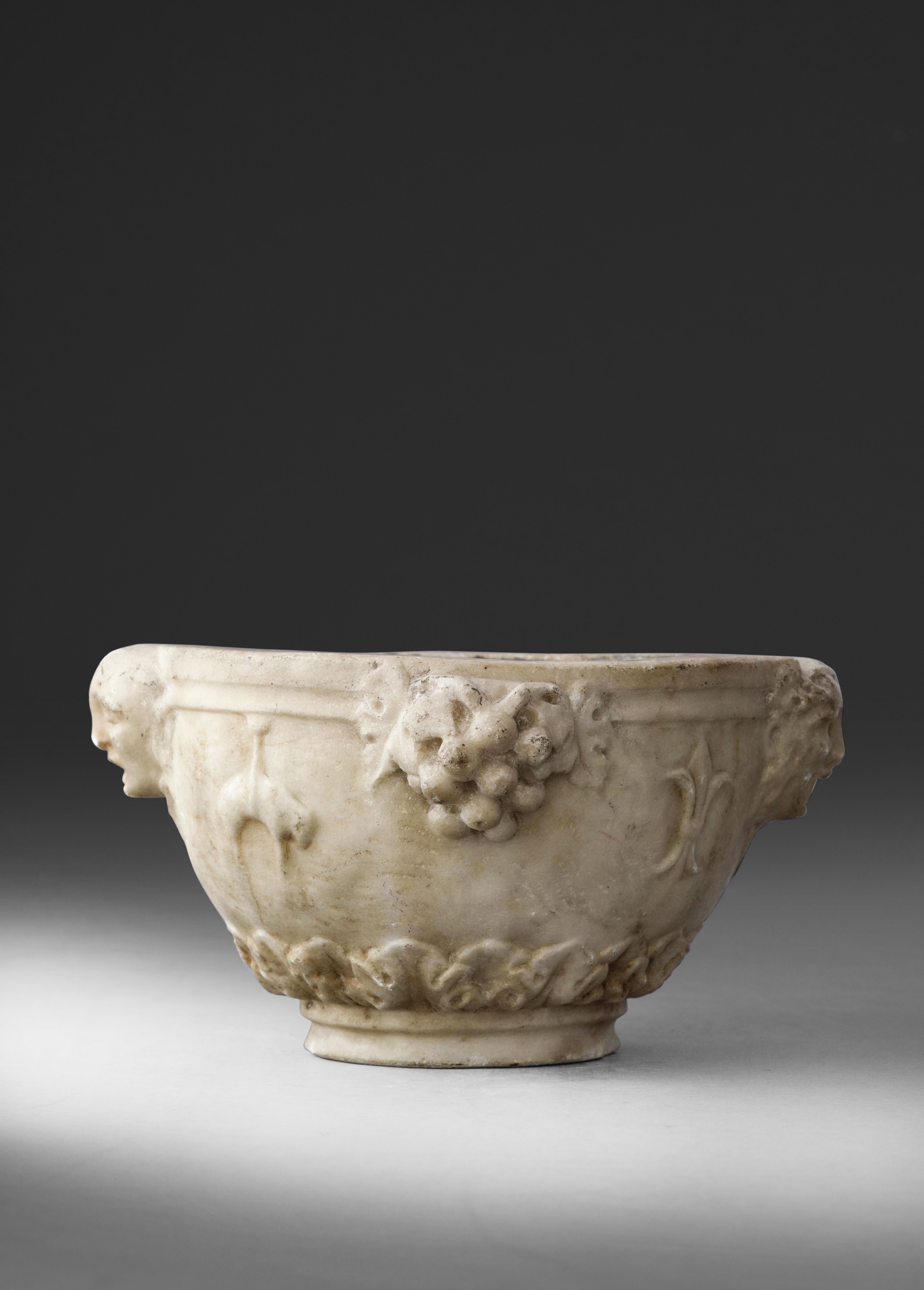 Mortaio neoclassico, Marmo bianco, Italia, XVIII-XIX secolo