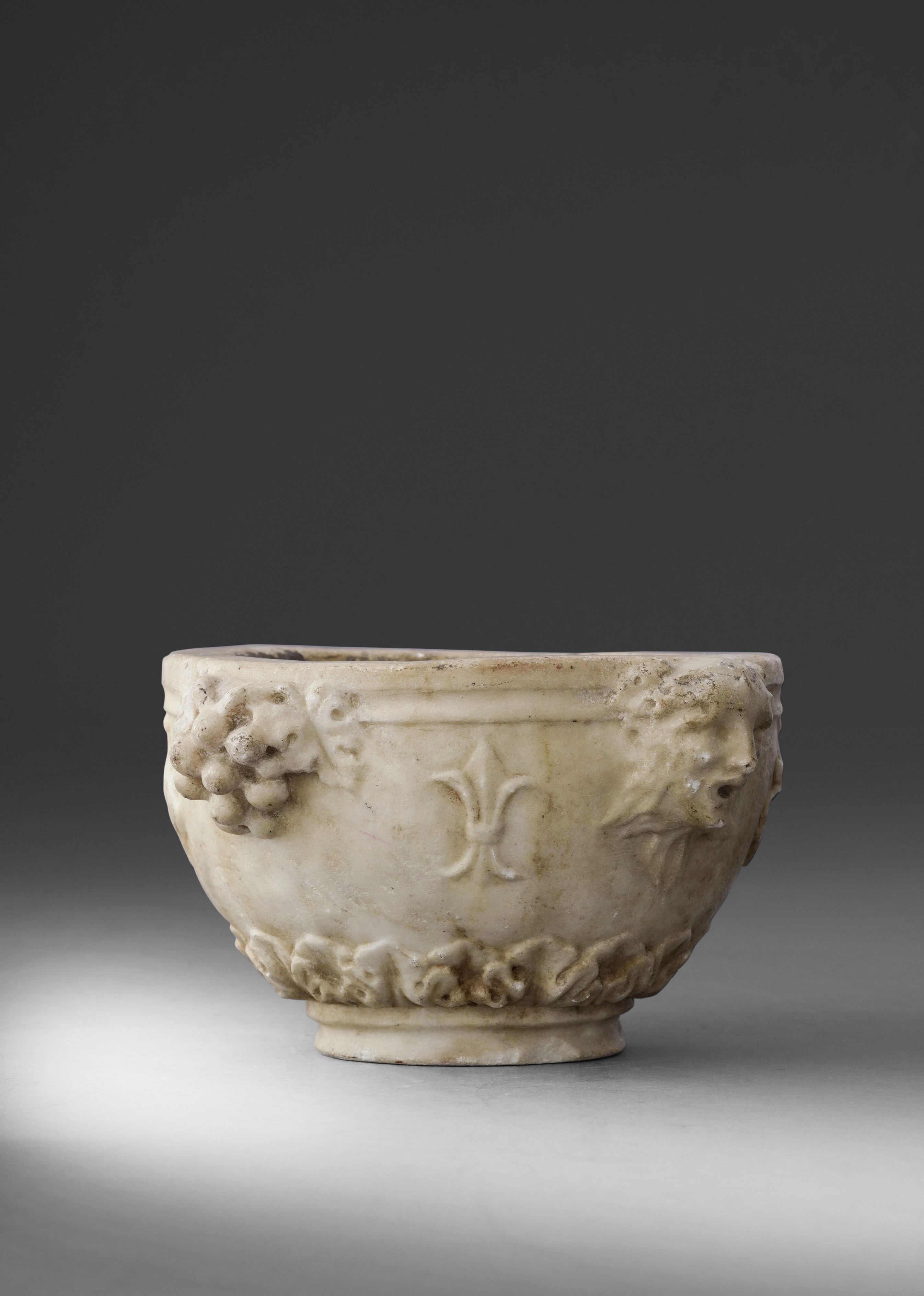 Mortaio neoclassico, Marmo bianco, Italia, XVIII-XIX secolo