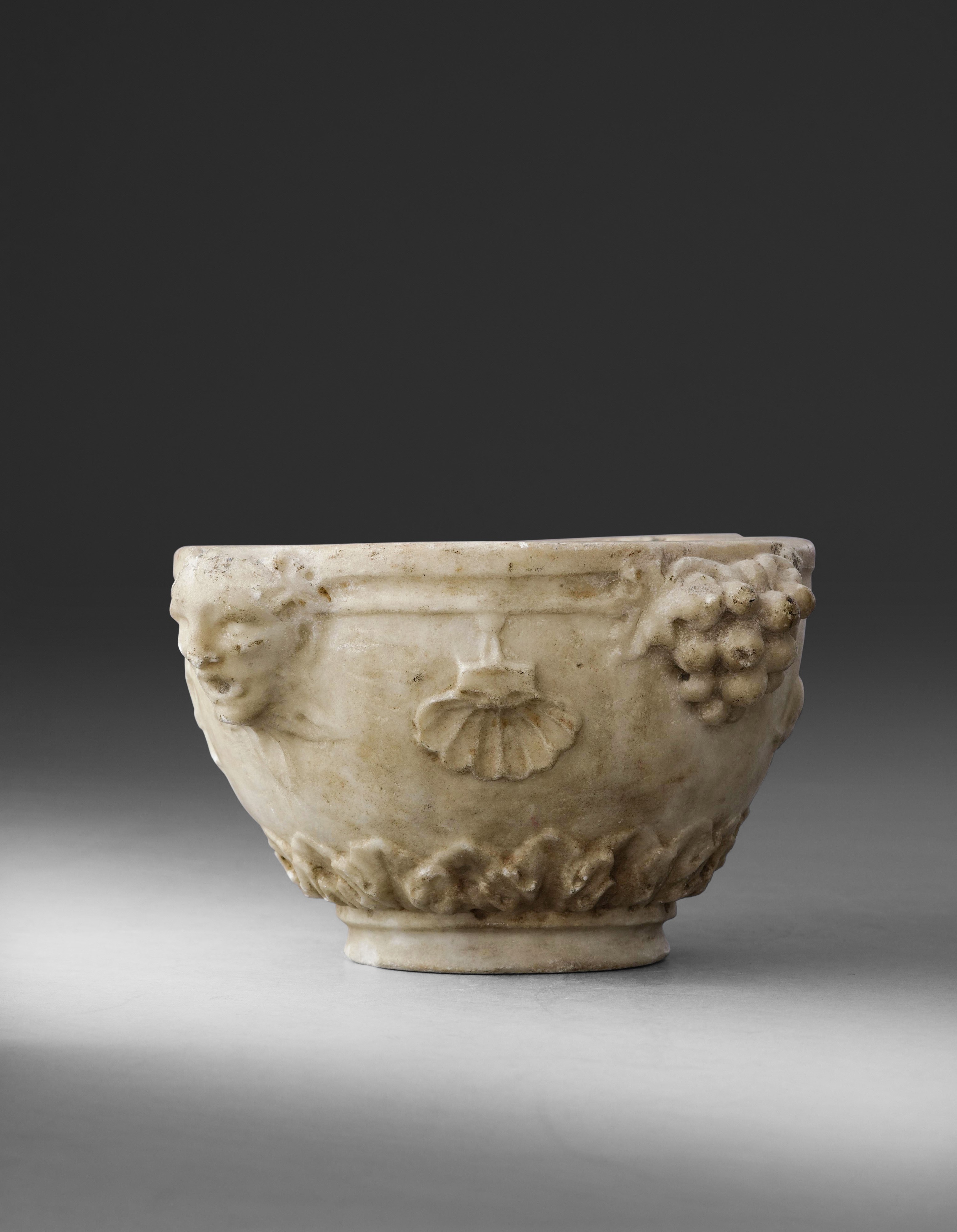 Mortaio neoclassico, Marmo bianco, Italia, XVIII-XIX secolo