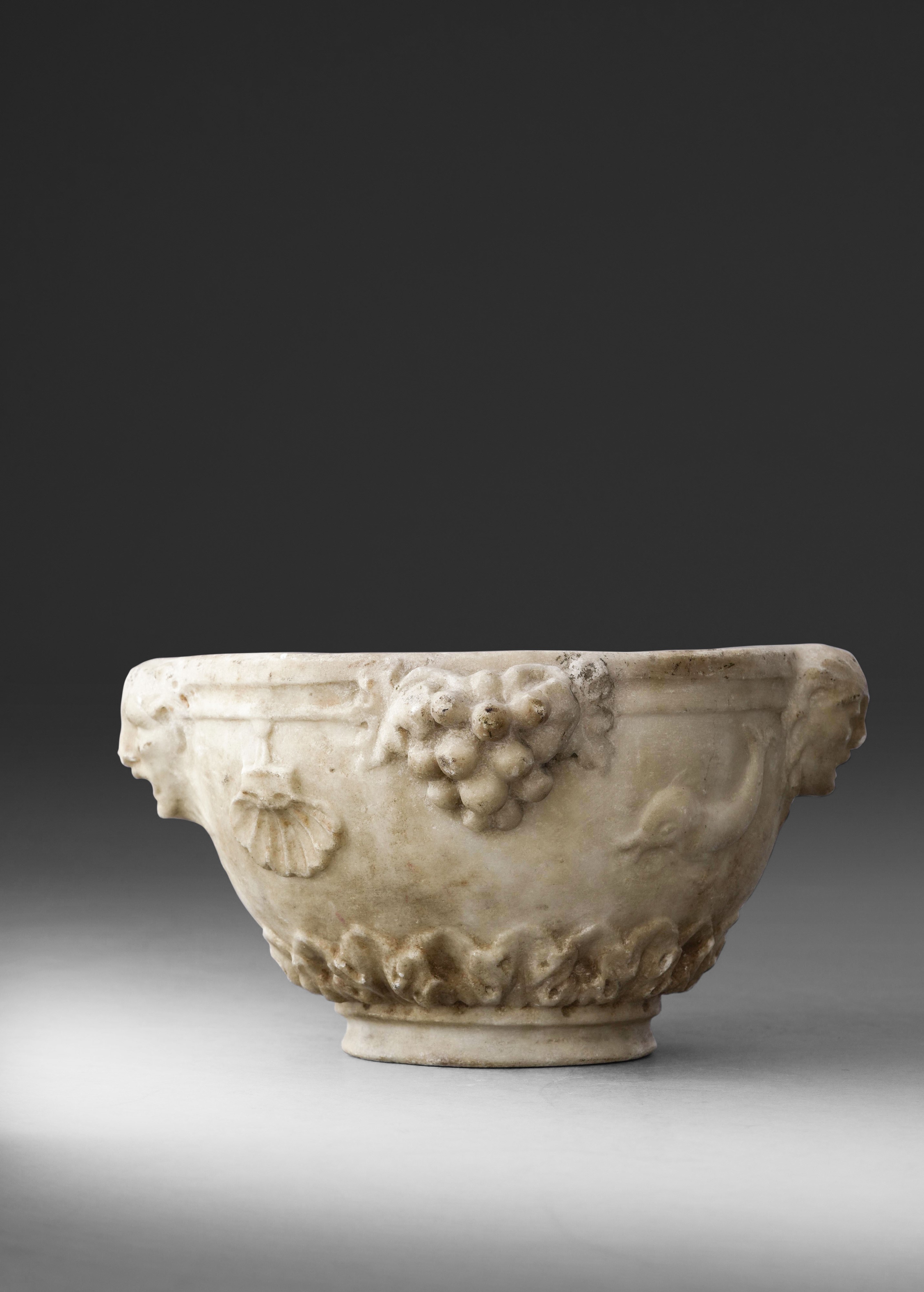 Mortaio neoclassico, Marmo bianco, Italia, XVIII-XIX secolo