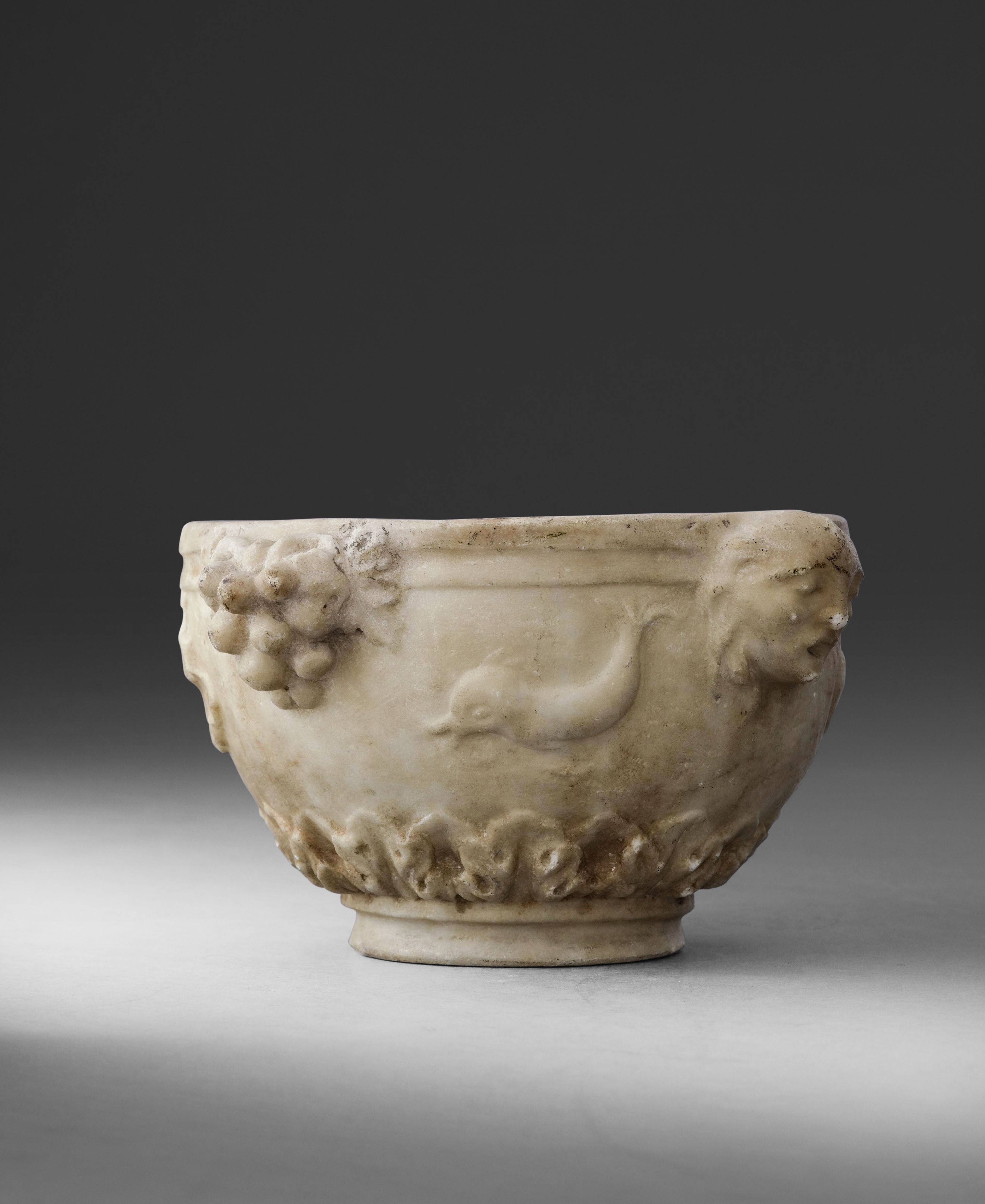 Mortaio neoclassico, Marmo bianco, Italia, XVIII-XIX secolo