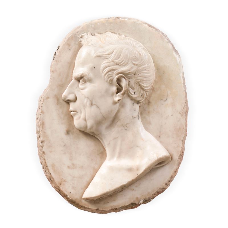 Marble male profile, Neoclassical art, 1800s  - Auction Professor Ferdinando Cappelletti's Fine Art Collection - Cambi Casa d'Aste