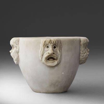 Mortaio neoclassico, Marmo bianco, Italia, XIX secolo