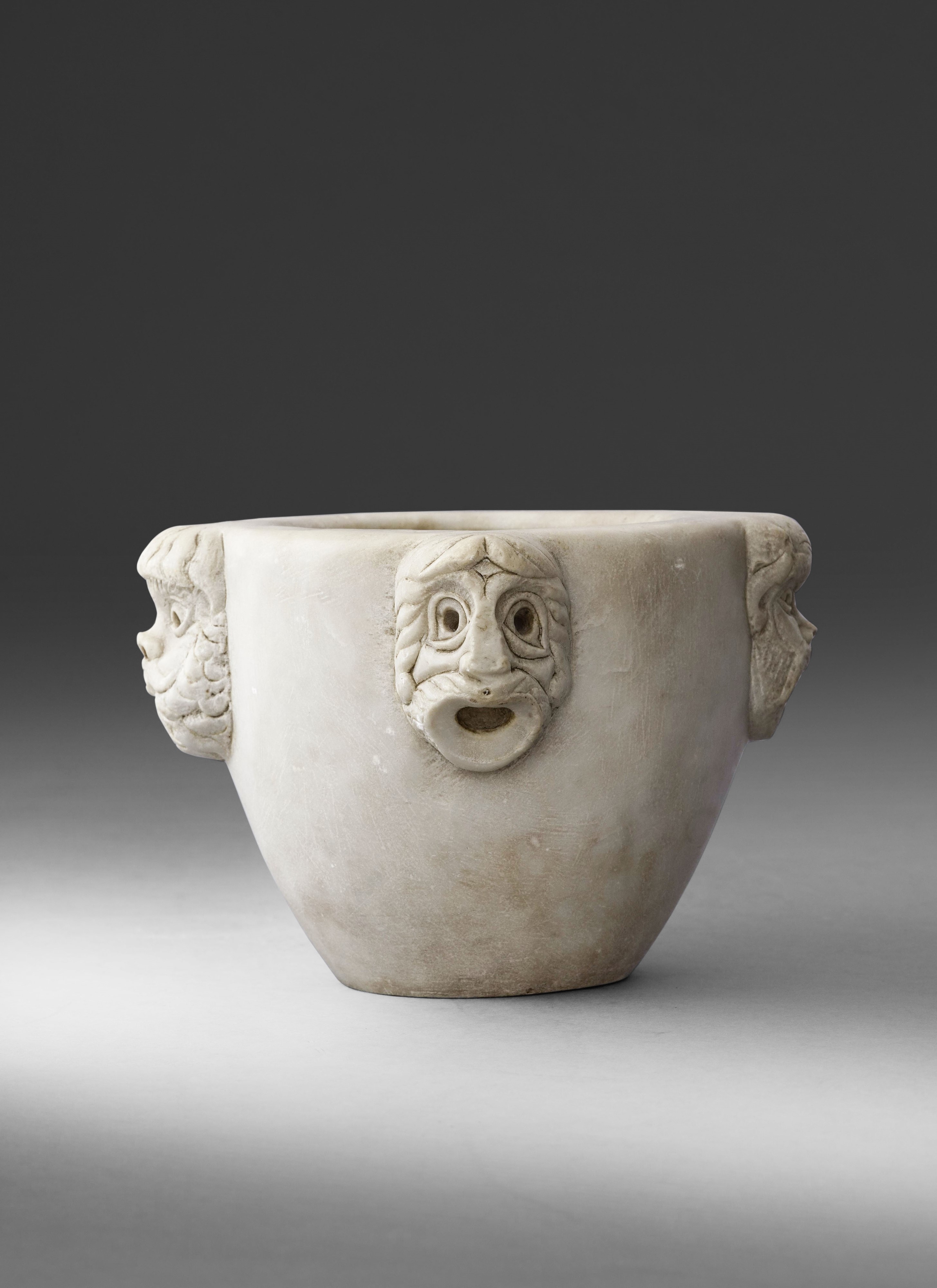 Mortaio neoclassico, Marmo bianco, Italia, XIX secolo