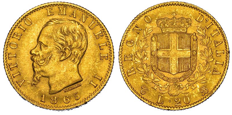 REGNO D'ITALIA. VITTORIO EMANUELE II DI SAVOIA, 1861–1878. 20 Lire 1865. Torino.  - Auction Numismatics - Cambi Casa d'Aste