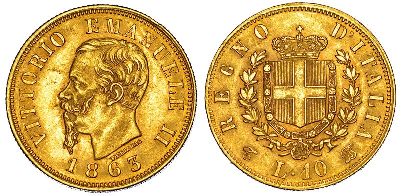 REGNO D'ITALIA. VITTORIO EMANUELE II DI SAVOIA, 1861-1878. 10 Lire 1863. Torino.  - Asta Numismatica - Cambi Casa d'Aste