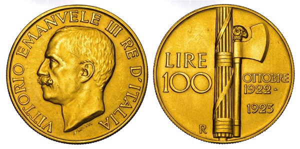 REGNO D'ITALIA. VITTORIO EMANUELE III DI SAVOIA, 1900-1946. 100 Lire 1923. Fascio.