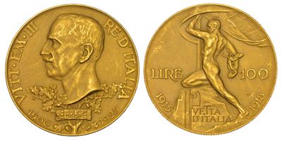Regno d'Italia, Vittorio Emanuele III di Savoia, 100 Lire 1925, Oro