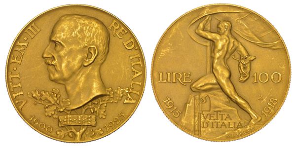 REGNO D'ITALIA. VITTORIO EMANUELE III DI SAVOIA, 1900-1946. 100 Lire 1925. Vetta d'Italia.