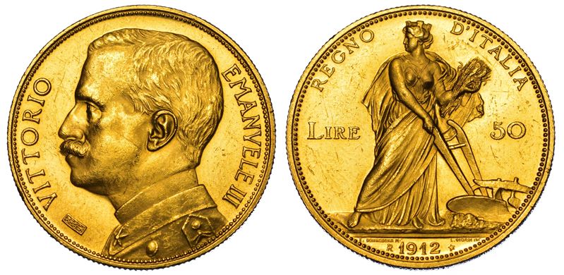 REGNO D'ITALIA. VITTORIO EMANUELE III DI SAVOIA, 1900-1946.   50 Lire 1912. Aratrice.  - Auction Numismatics - Cambi Casa d'Aste