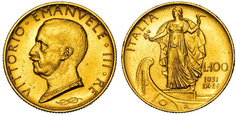 REGNO D'ITALIA. VITTORIO EMANUELE III DI SAVOIA, 1900-1946. 100 Lire 1931/A. IX. Italia su prora.  - Auction Numismatics - Cambi Casa d'Aste