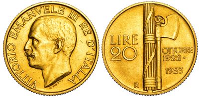 Regno d'Italia, Vittorio Emanuele III di Savoia, 20 Lire 1923, fascetto
