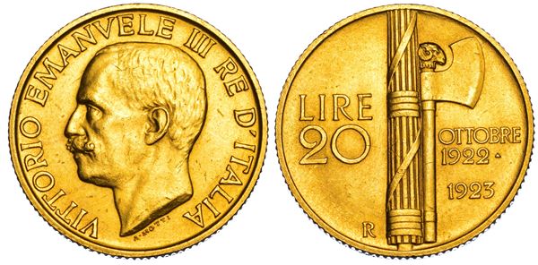 REGNO D'ITALIA. VITTORIO EMANUELE III DI SAVOIA, 1900-1946. 20 Lire 1923. Fascetto.