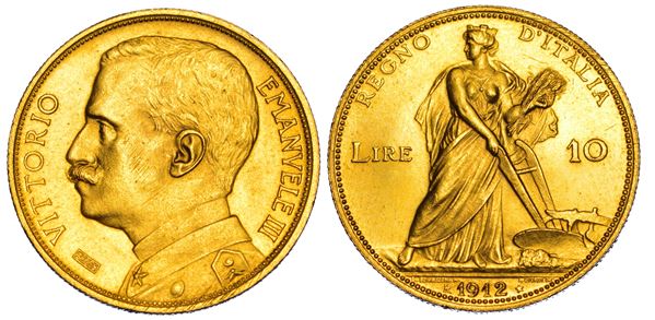 REGNO D'ITALIA. VITTORIO EMANUELE III DI SAVOIA, 1900-1946.  10 Lire 1912. Aratrice.