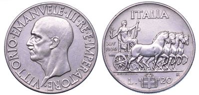 Vittorio Emanuele III di Savoia, 20 Lire 1936/A, XIV Impero