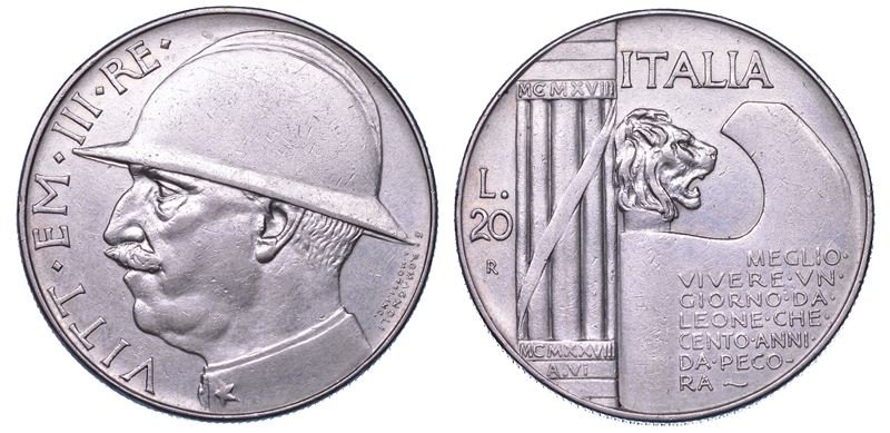 REGNO D'ITALIA. VITTORIO EMANUELE III DI SAVOIA, 1900-1946. 20 Lire 1928/A. VI. Elmetto.  - Auction Numismatics - Cambi Casa d'Aste