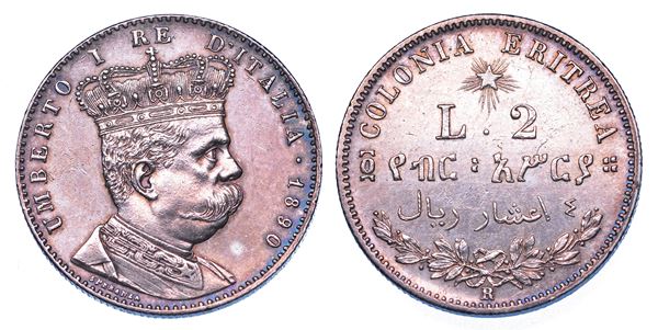 REGNO D'ITALIA. COLONIA ERITREA. UMBERTO I DI SAVOIA, 1890-1896. 2 Lire 1890.
