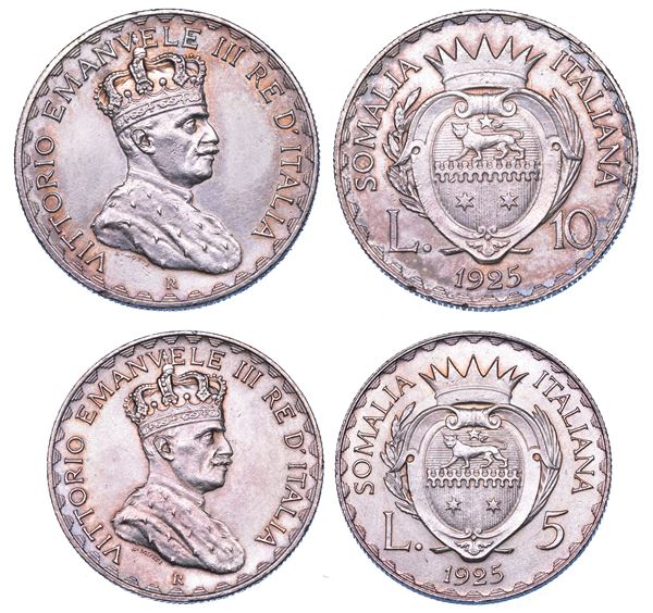 SOMALIA ITALIANA. VITTORIO EMANUELE III DI SAVOIA, 1909-1925. Lotto di due monete.