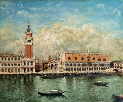 Venezia - Palazzo Ducale, olio su tela