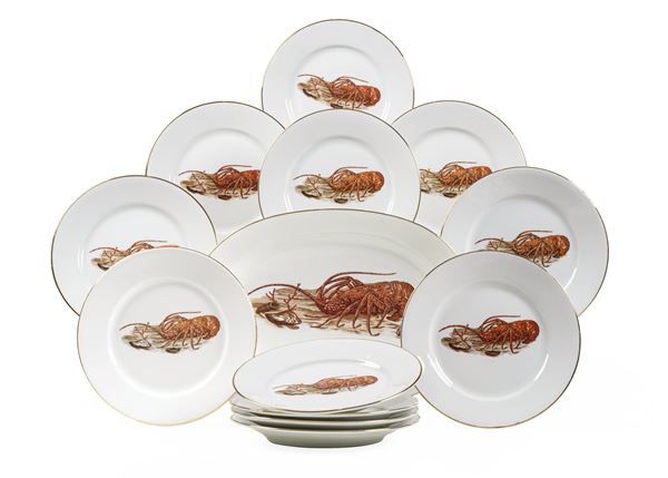 Servizio per aragosta Doccia, Manifattura Richard Ginori, seconda metà del XX secolo 