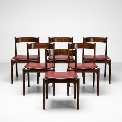 Sei sedie mod. 101, legno e skai, produzione Cassina, Italia, 1959