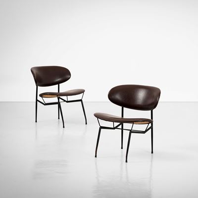 Poltroncine, struttura in metallo tubolare laccato e rivestimento in skai, Italia, circa 1960