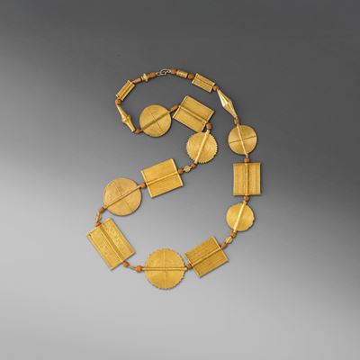 Akan, Collana in oro e perline (Costa d’Avorio/Ghana), XIX-XX secolo