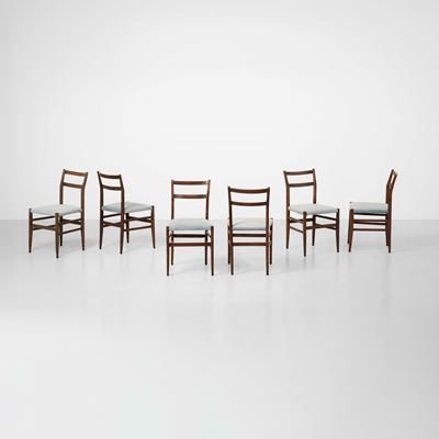 Sei sedie modello Leggera, legno e tessuto, prodotte da Cassina, Italia, 1951