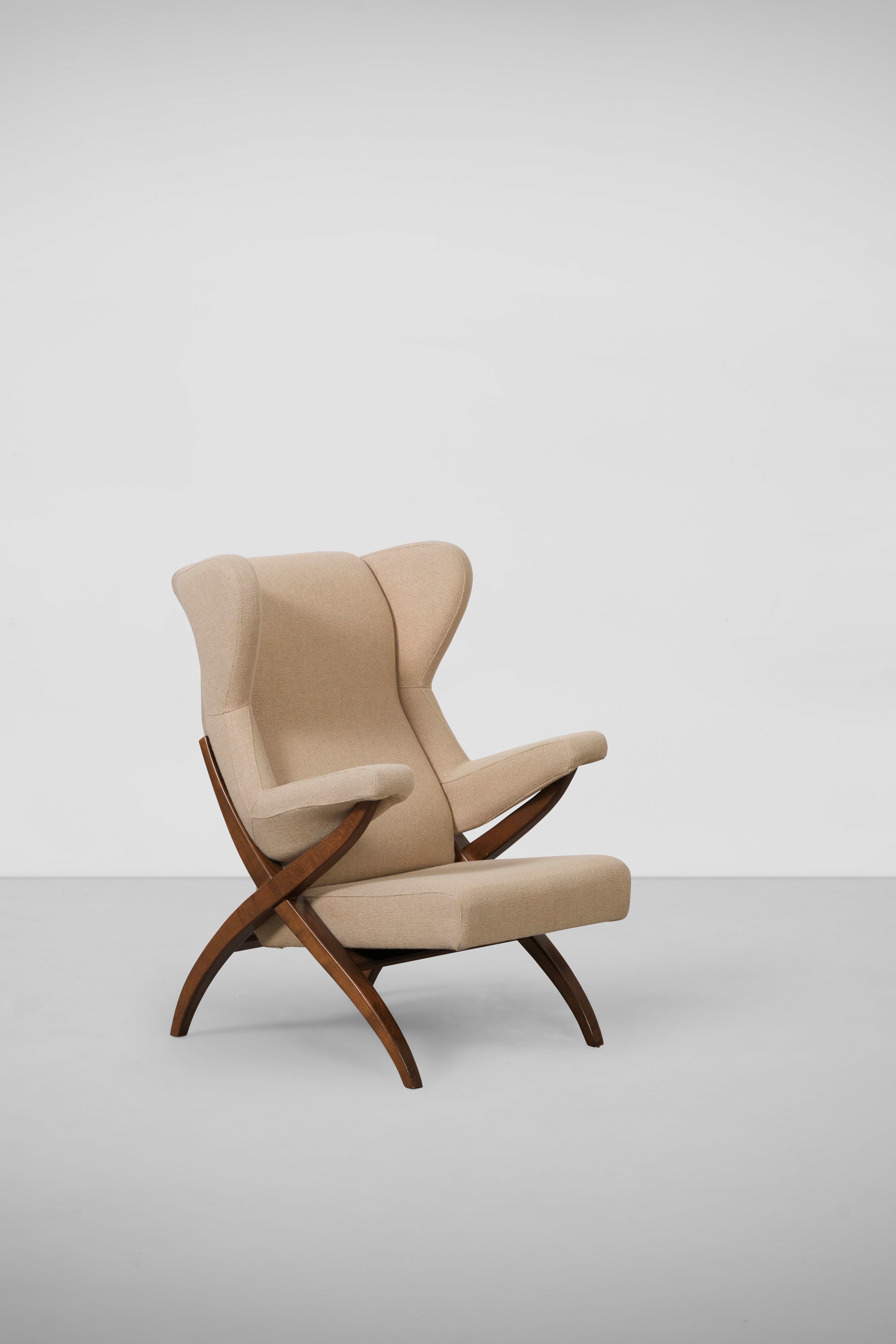 Franco Albini - Poltrona mod. Fiorenza, legno e tessuto, 1952