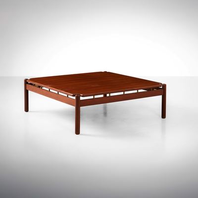 Tavolo basso in legno e ottone