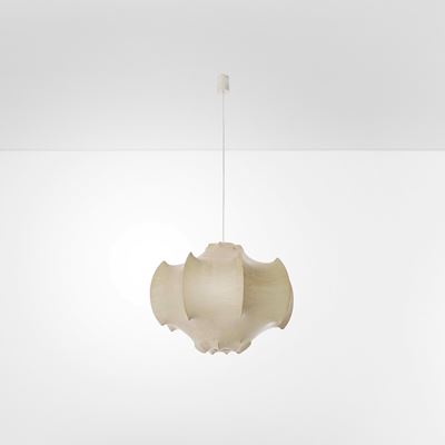 Lampada a sospensione mod. Viscontea, metallo laccato e diffusore in cocoon, 1960