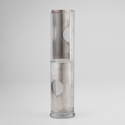 Vaso in vetro e metallo argentato