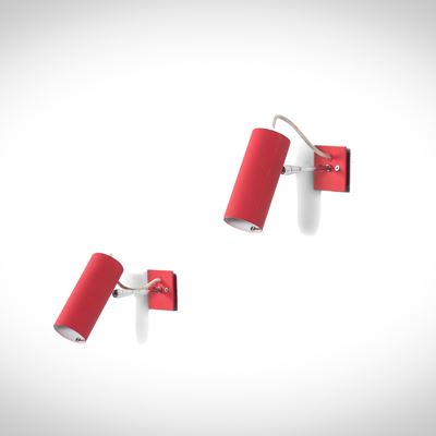Due lampade a parete mod. 36, ottone cromato e metallo laccato