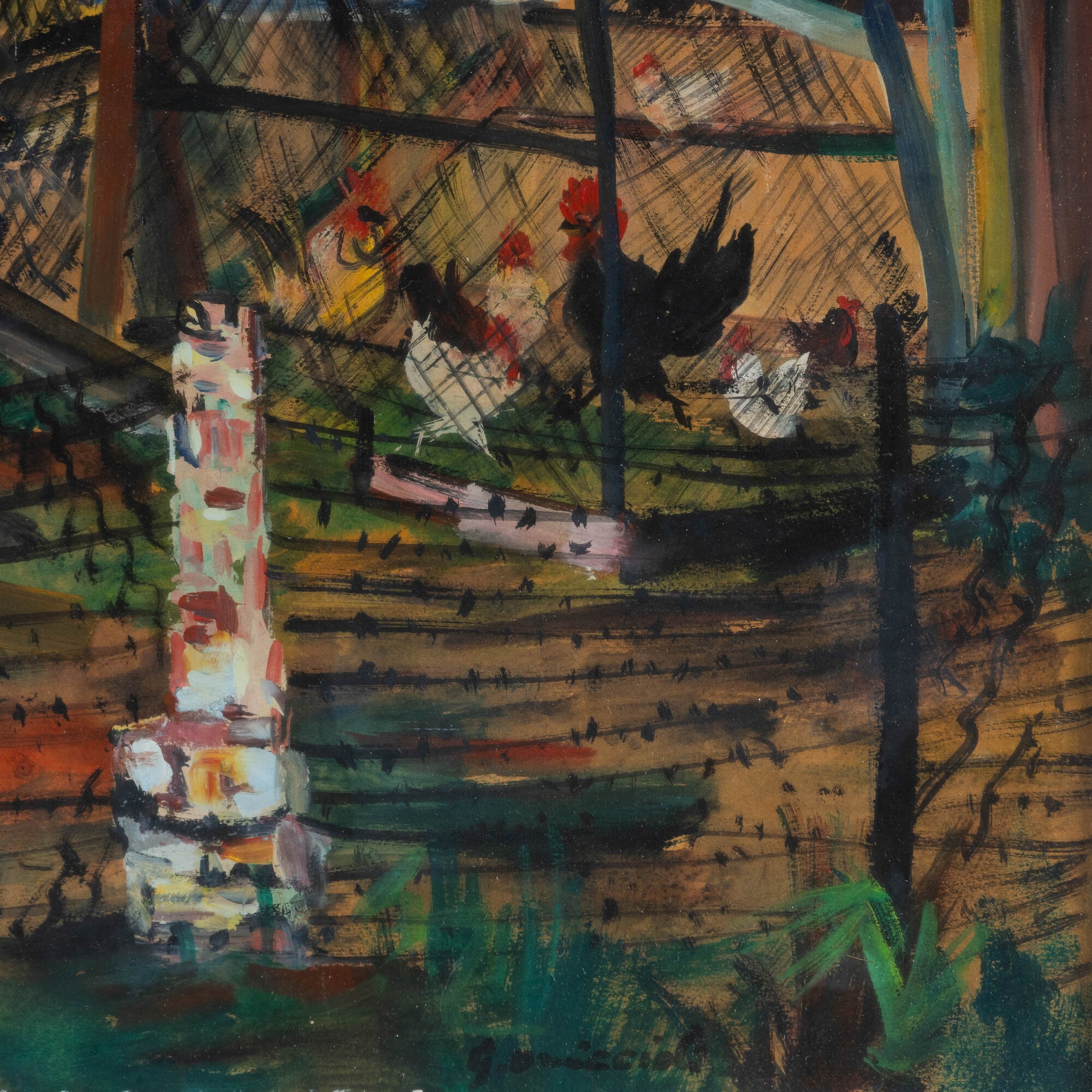 Giovanni Omiccioli - Baracche in periferia 1, olio su tela
