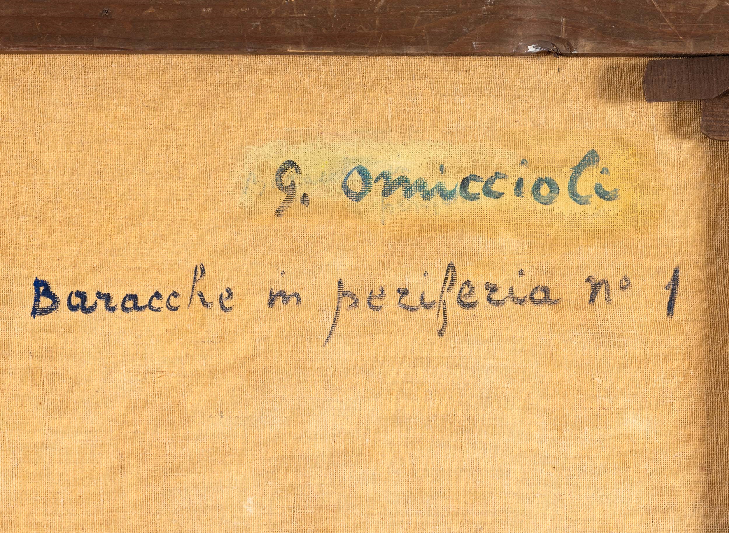 Giovanni Omiccioli - Baracche in periferia 1, olio su tela