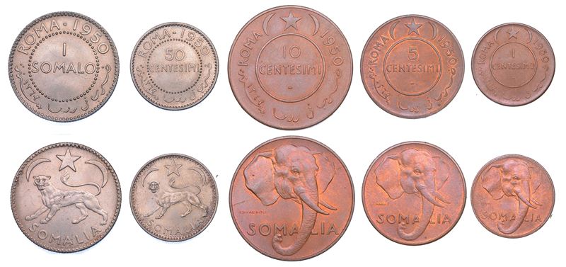 REPUBBLICA ITALIANA. AFIS, 1950-1960. Lotto di cinque monete.  - Auction Numismatics - Cambi Casa d'Aste