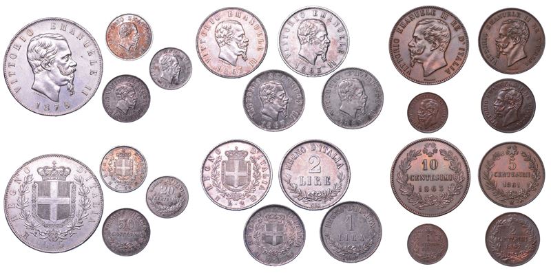 REGNO D'ITALIA. VITTORIO EMANUELE II DI SAVOIA, 1861-1878. Lotto di dodici monete.  - Auction Numismatics - Cambi Casa d'Aste