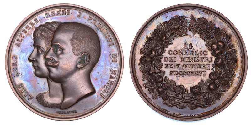 REGNO D'ITALIA. VITTORIO EMANUELE III DI SAVOIA, 1900–1946. Medaglia in bronzo 1896. Nozze di Vittorio Emanuele III con Elena Petrovich.  - Auction Numismatics - Cambi Casa d'Aste