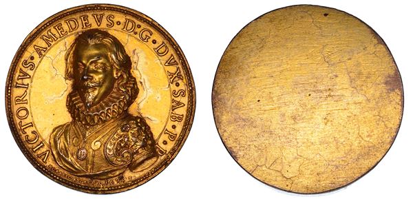 DUCATO DI SAVOIA. VITTORIO AMEDEO I DI SAVOIA, 1630–1637. Medaglia uniface in bronzo dorato 1631.