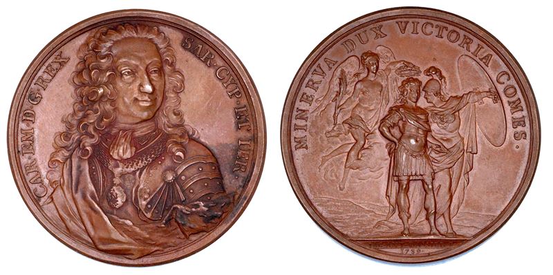 REGNO DI SARDEGNA. CARLO EMANUELE III DI SAVOIA, 1730-1773. Medaglia in bronzo 1739. A ricordo del trattato di Vienna.  - Auction Numismatics - Cambi Casa d'Aste